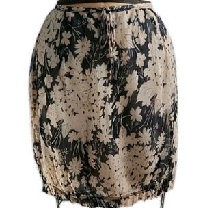 Vintage Y2K French Connection Cream Sheer Floral Mini Bubble Skirt 6